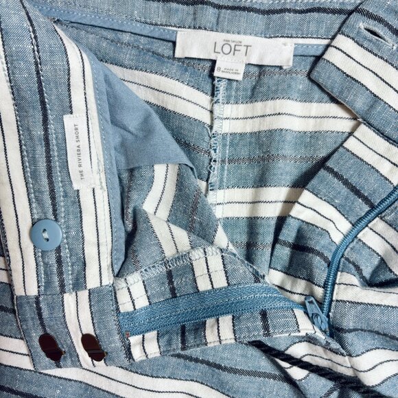 Ann Taylor Loft Riviera Mid Rise Striped Linen Blend Shorts, Sz  8 - Picture 8 of 8